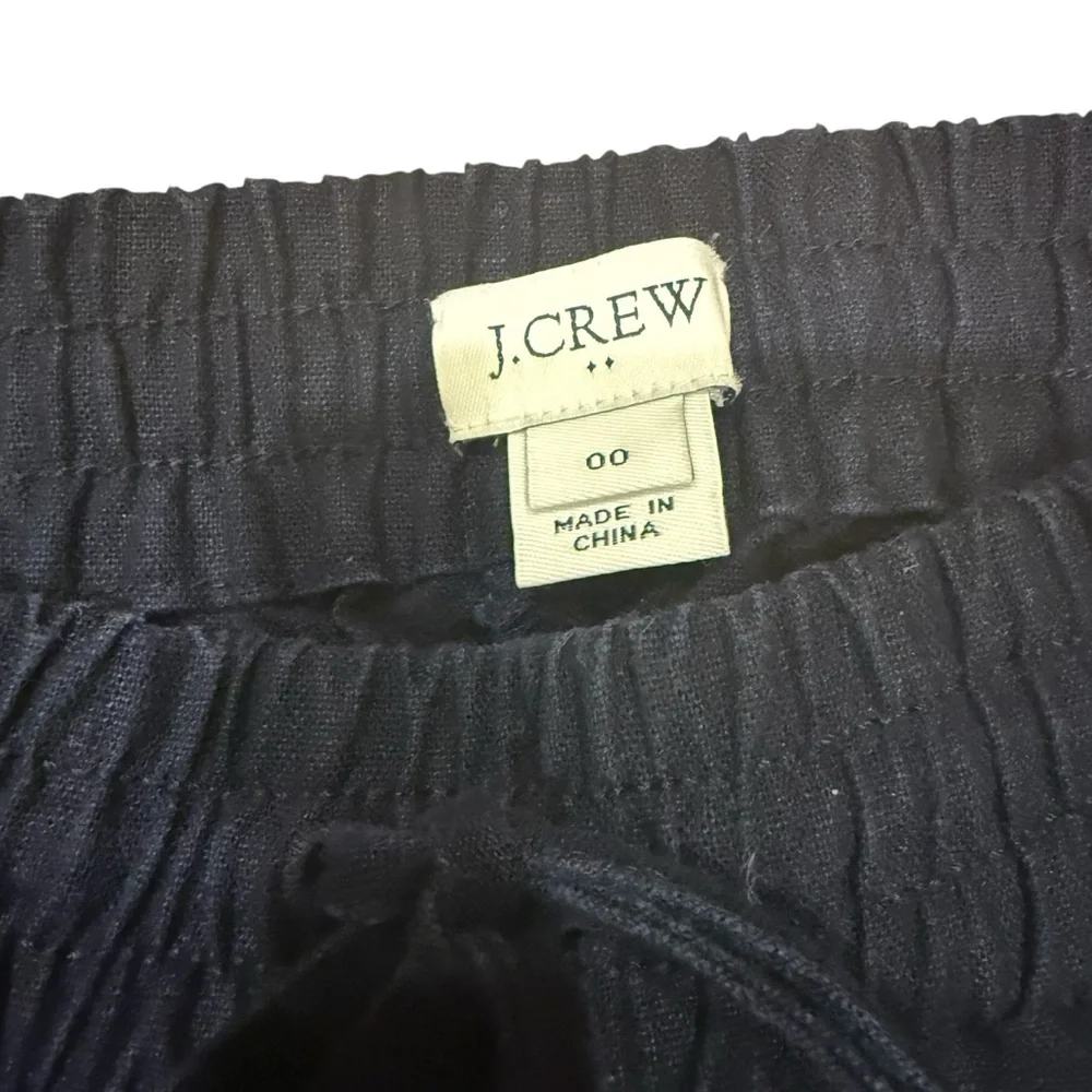 J.Crew Blue Linen Cotton Blend Drawstring Pants Womens 00 Pull On Casual Coastal